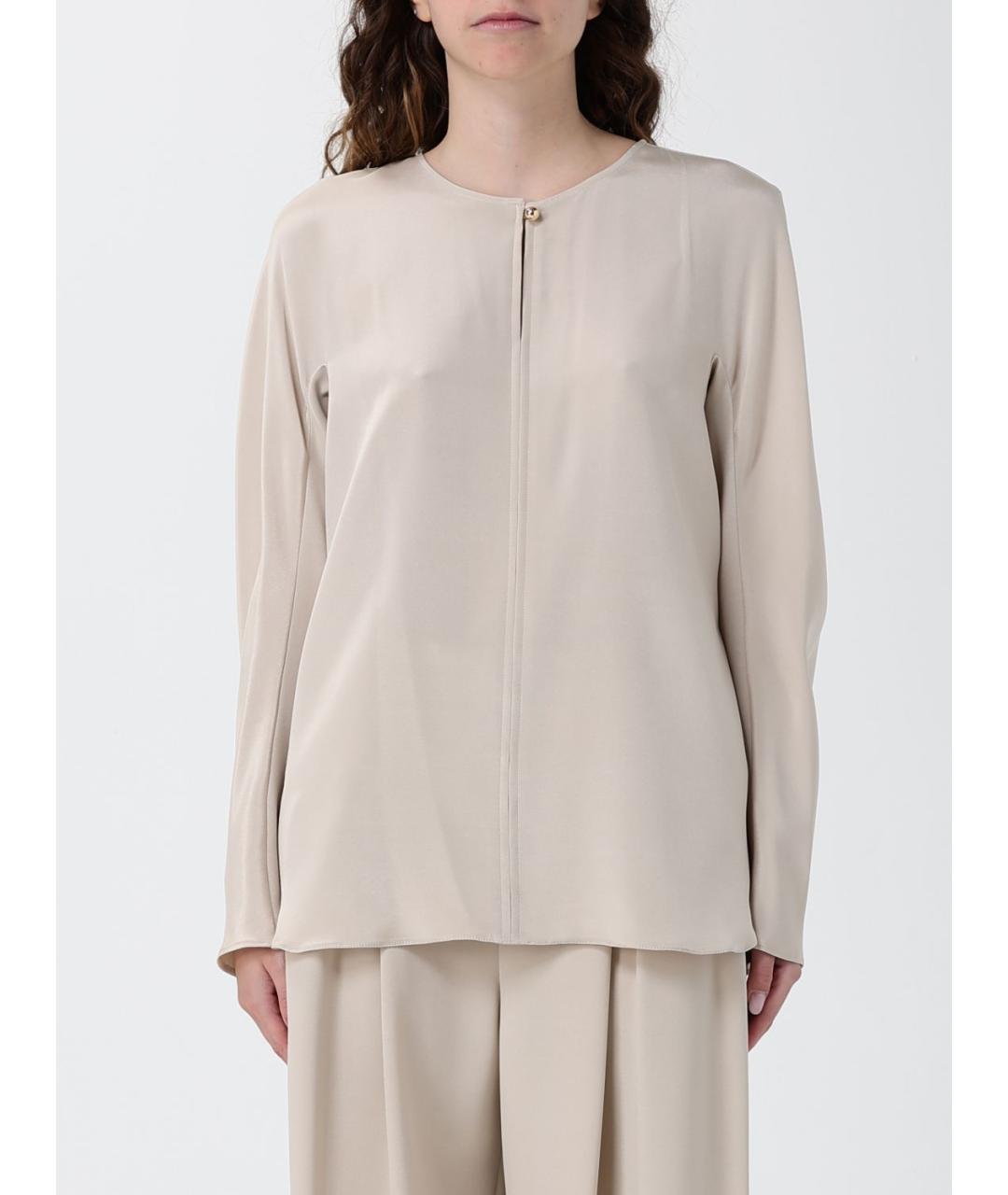 MAX MARA Бежевая шелковая блузы, фото 1