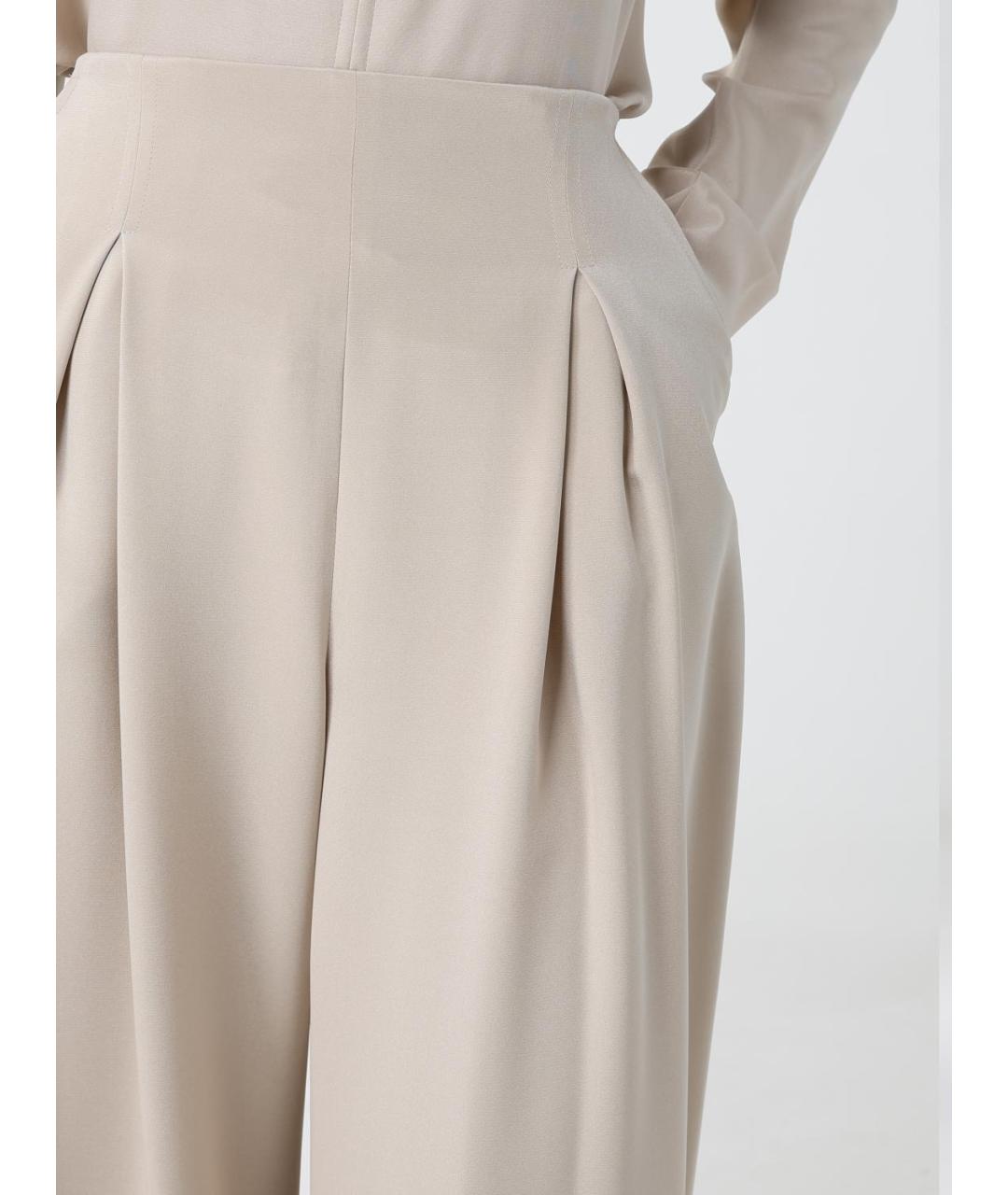 MAX MARA Бежевые шелковые прямые брюки, фото 5