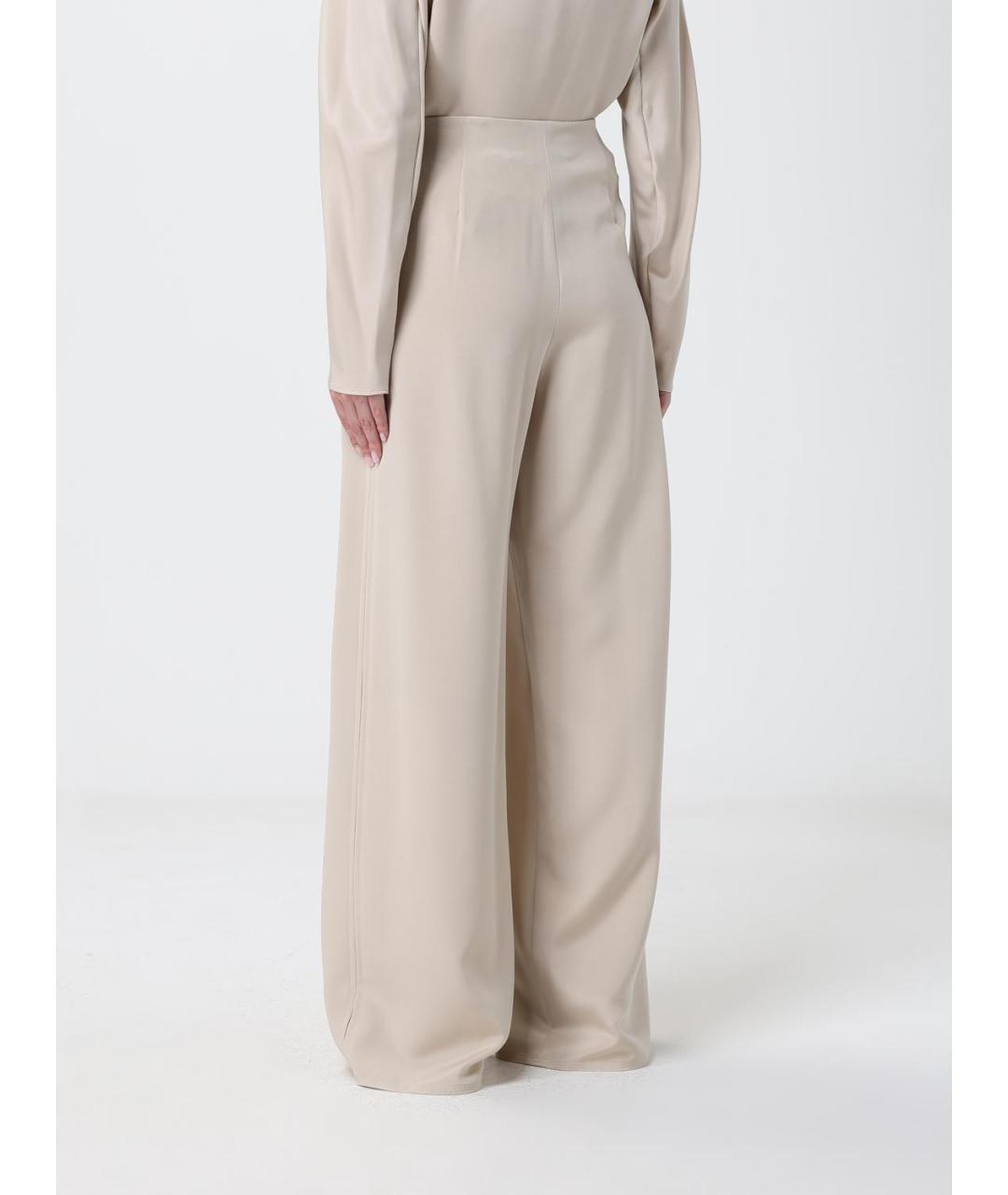 MAX MARA Бежевые шелковые прямые брюки, фото 3