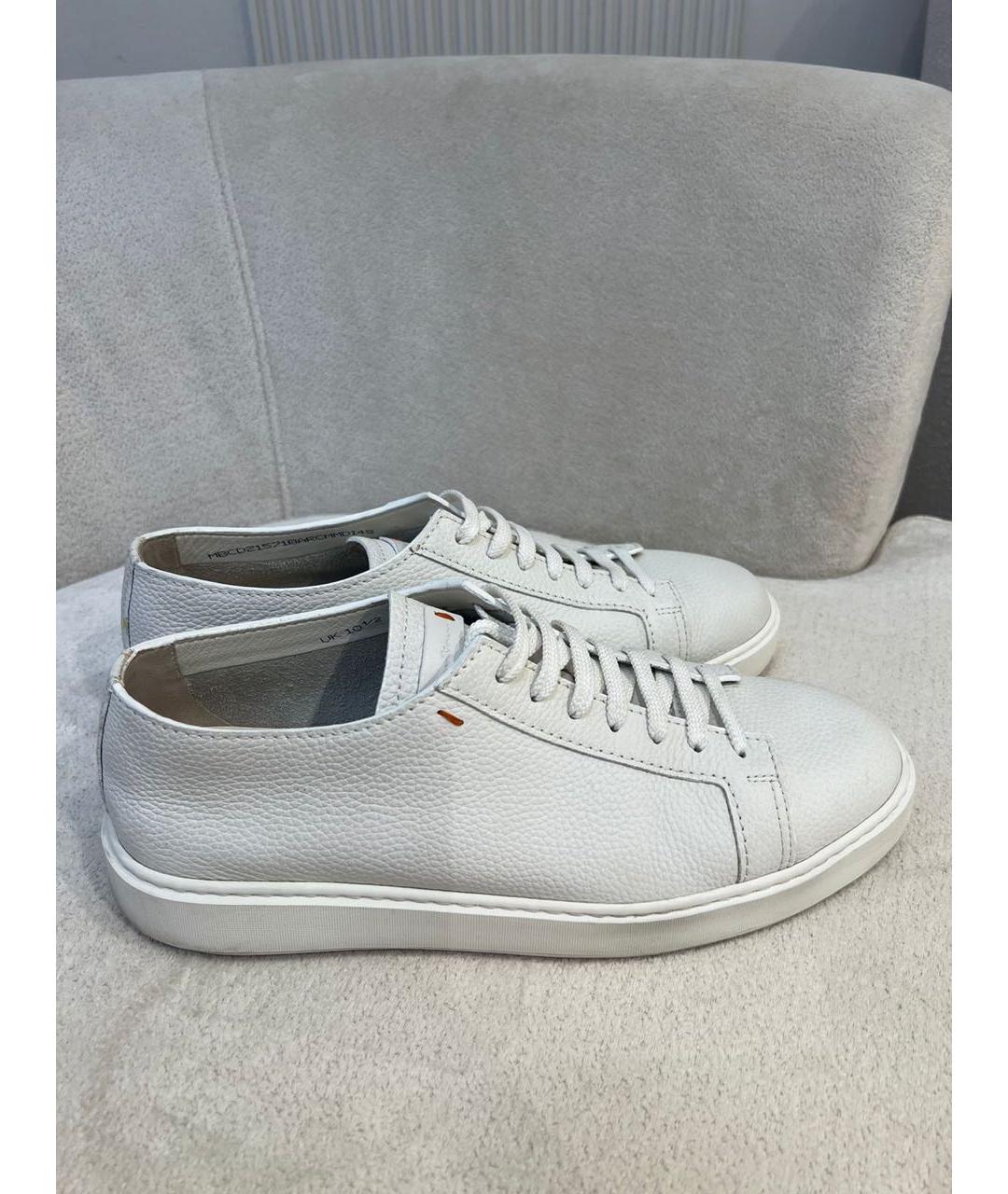 SANTONI Белые кожаные низкие кроссовки / кеды, фото 9