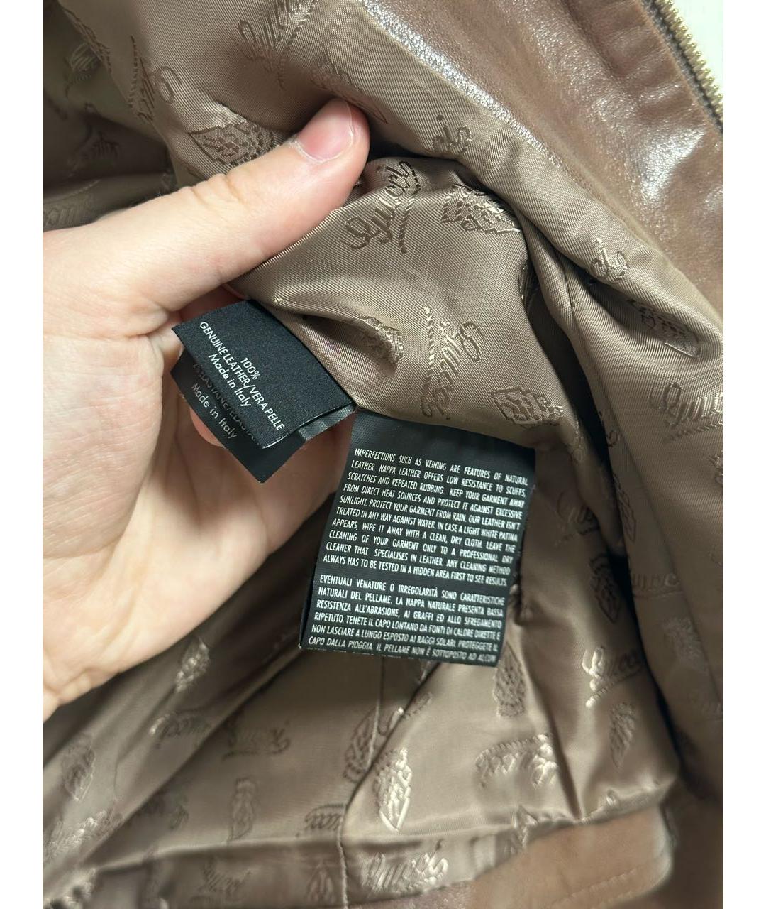 GUCCI Коричневая кожаная куртка, фото 6