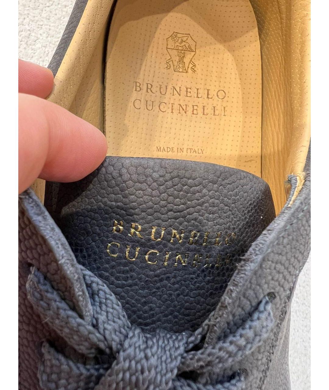 BRUNELLO CUCINELLI Темно-синие низкие кроссовки / кеды, фото 8