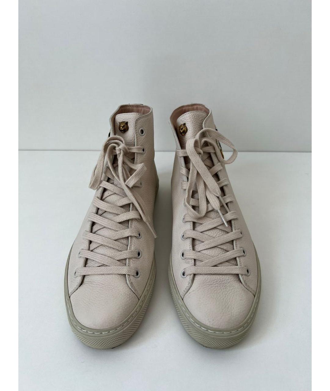 GUCCI Бежевые кожаные высокие кроссовки / кеды, фото 3