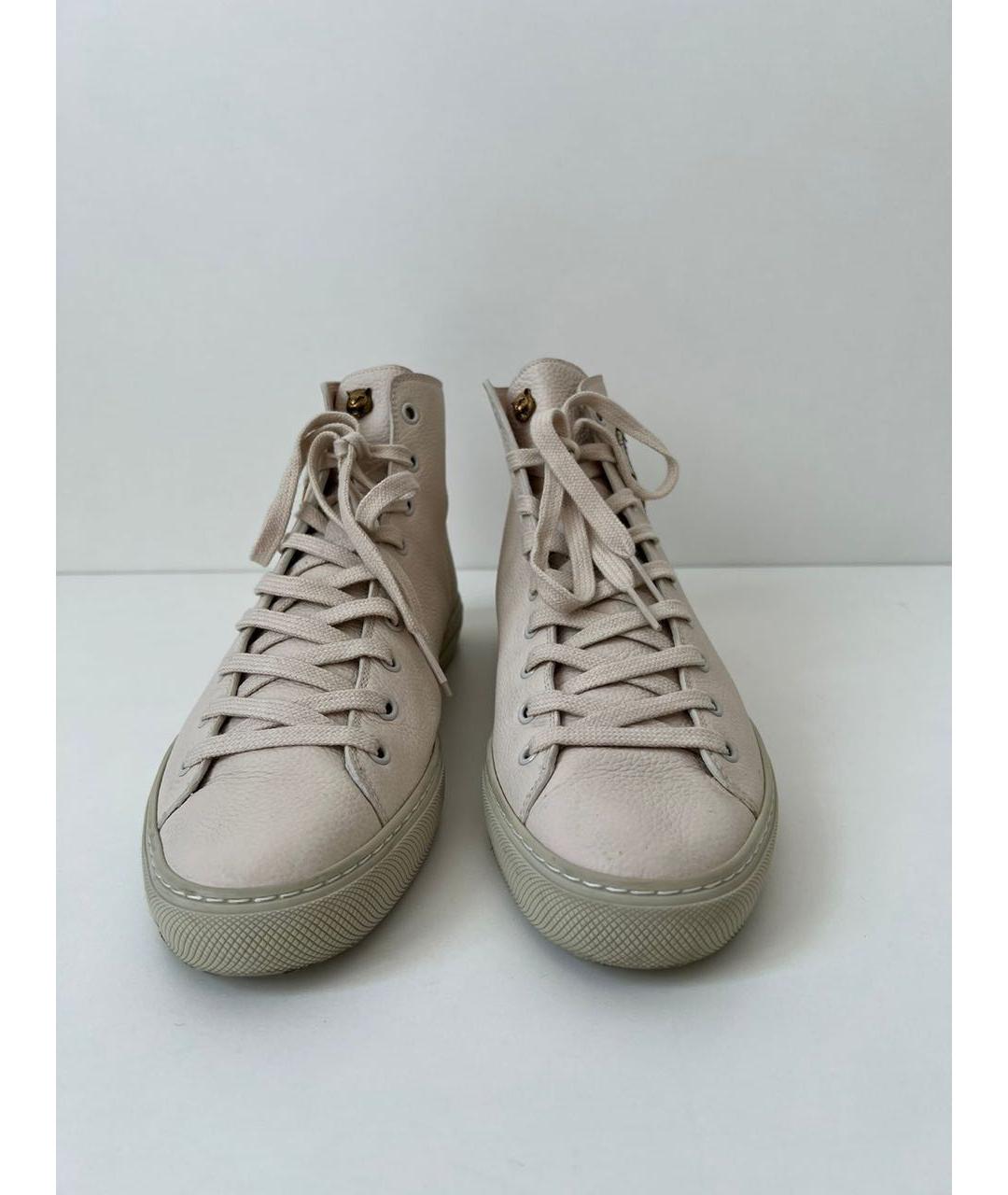 GUCCI Бежевые кожаные высокие кроссовки / кеды, фото 2