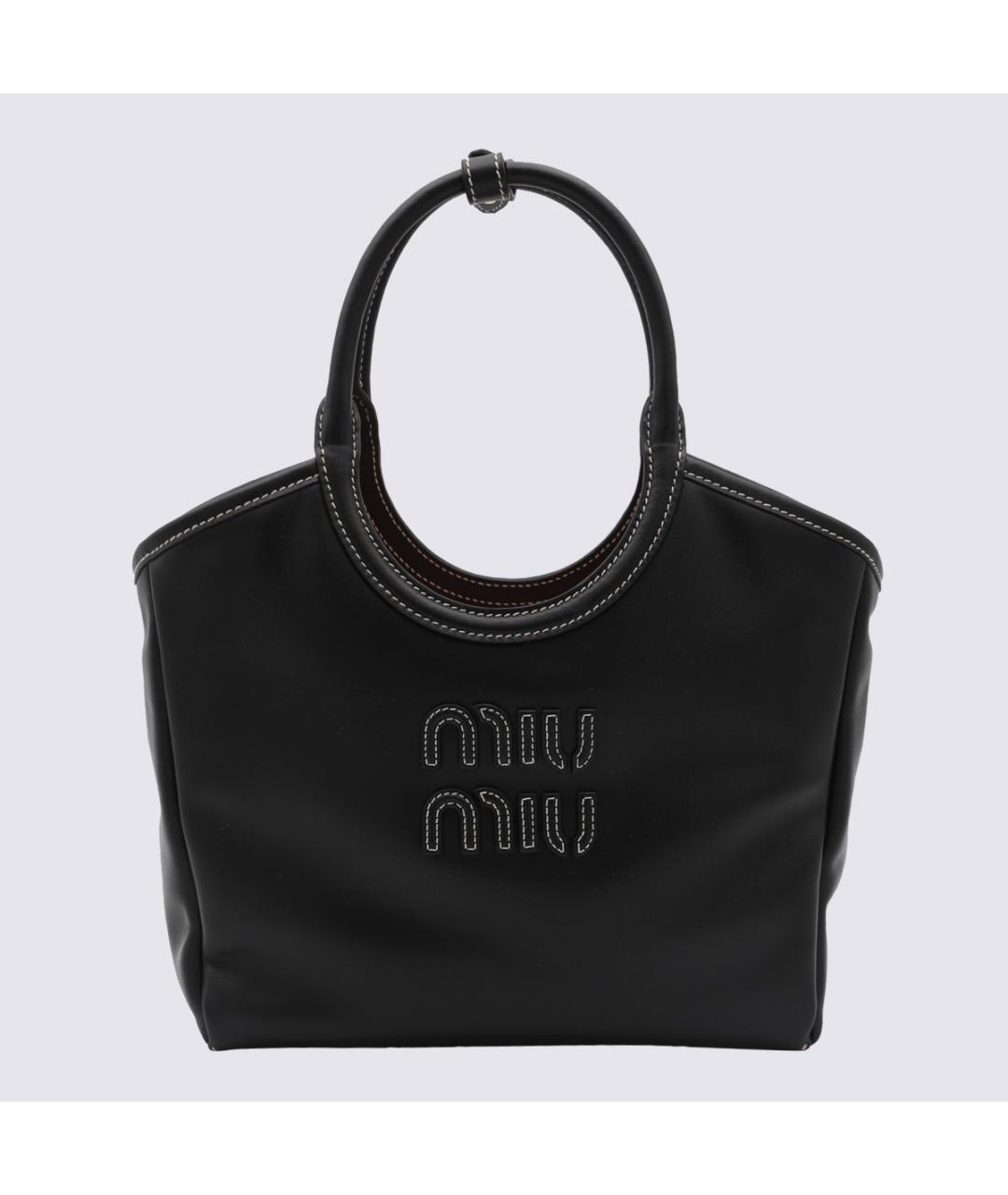MIU MIU Черная кожаная сумка тоут, фото 3