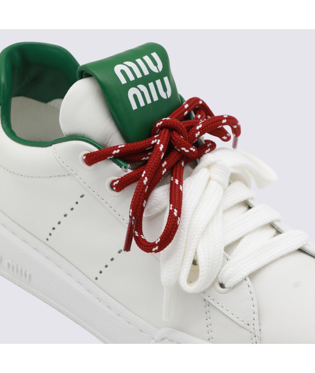 MIU MIU Белые кожаные кроссовки, фото 3