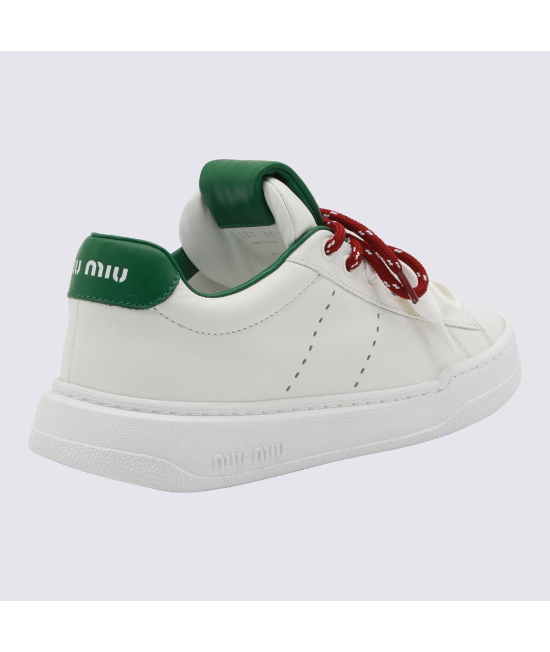 MIU MIU Белые кожаные кроссовки, фото 2