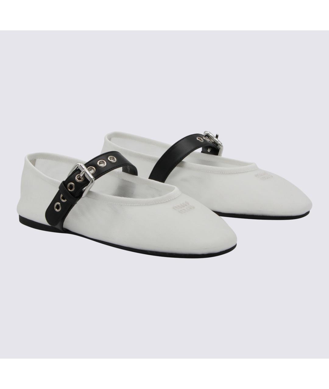 MIU MIU Белые текстильные балетки, фото 2