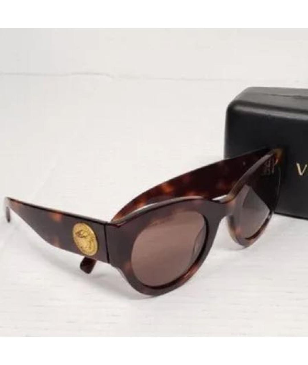 VERSACE Коричневые пластиковые солнцезащитные очки, фото 3
