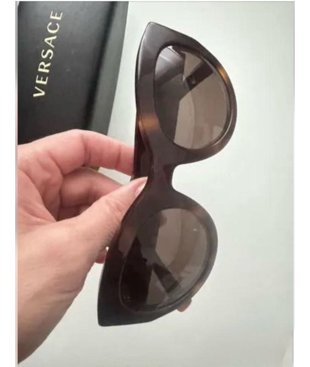 VERSACE Коричневые пластиковые солнцезащитные очки, фото 7