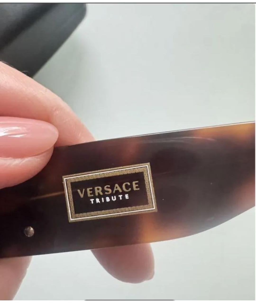 VERSACE Коричневые пластиковые солнцезащитные очки, фото 5