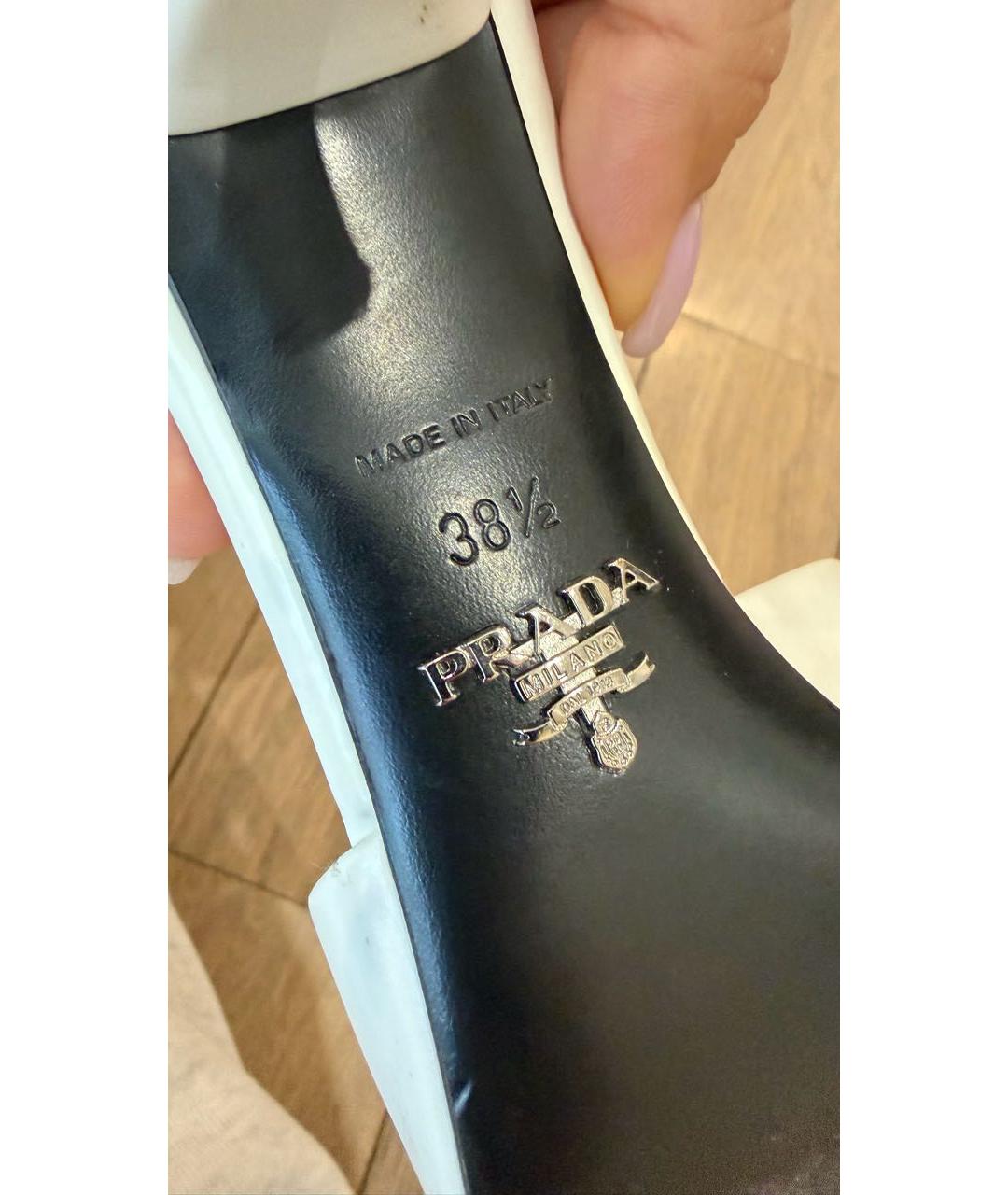 PRADA Белые кожаные мюли, фото 5