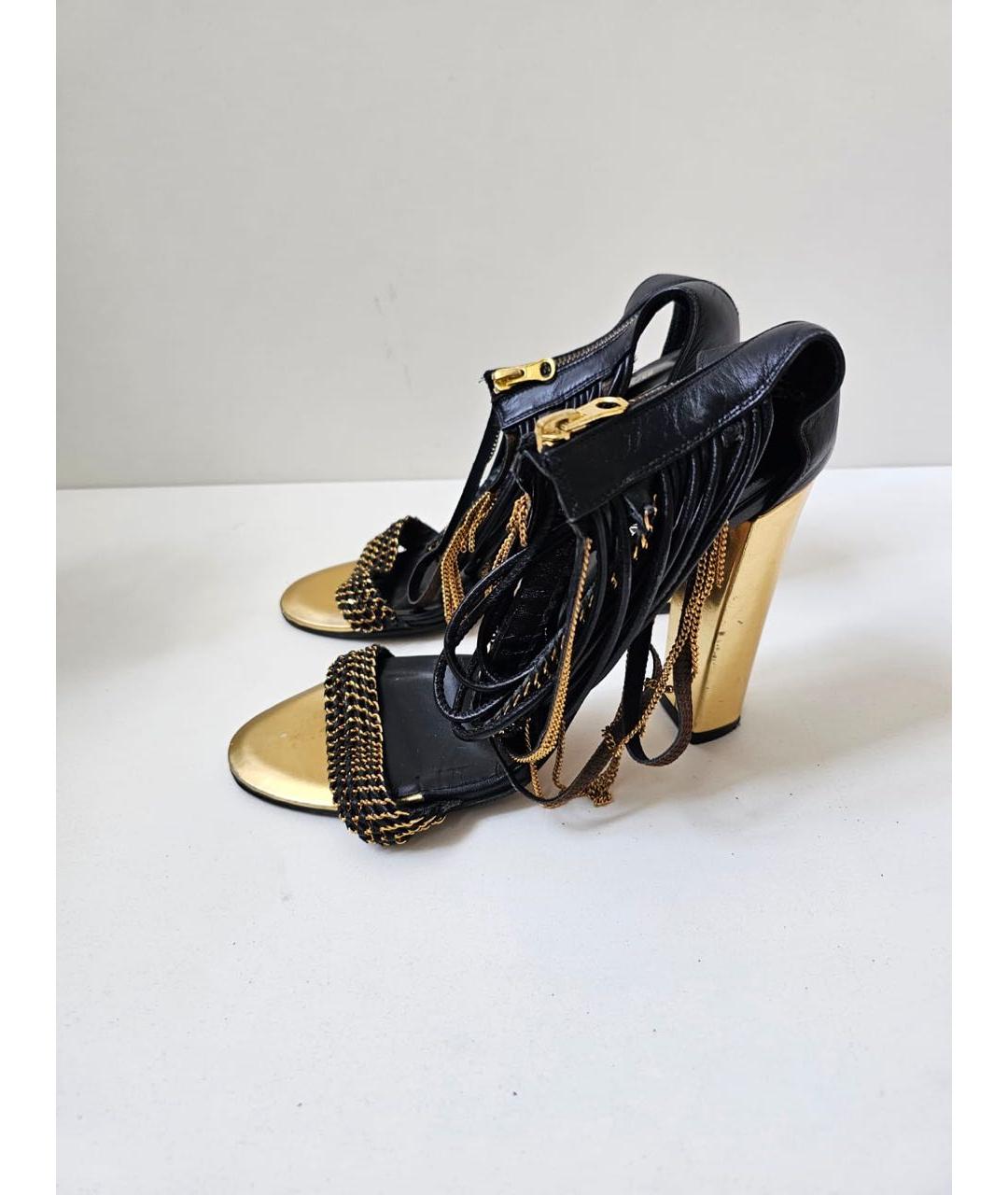 BALMAIN Черные кожаные босоножки, фото 2