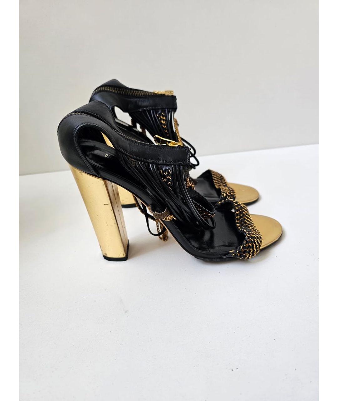 BALMAIN Черные кожаные босоножки, фото 9