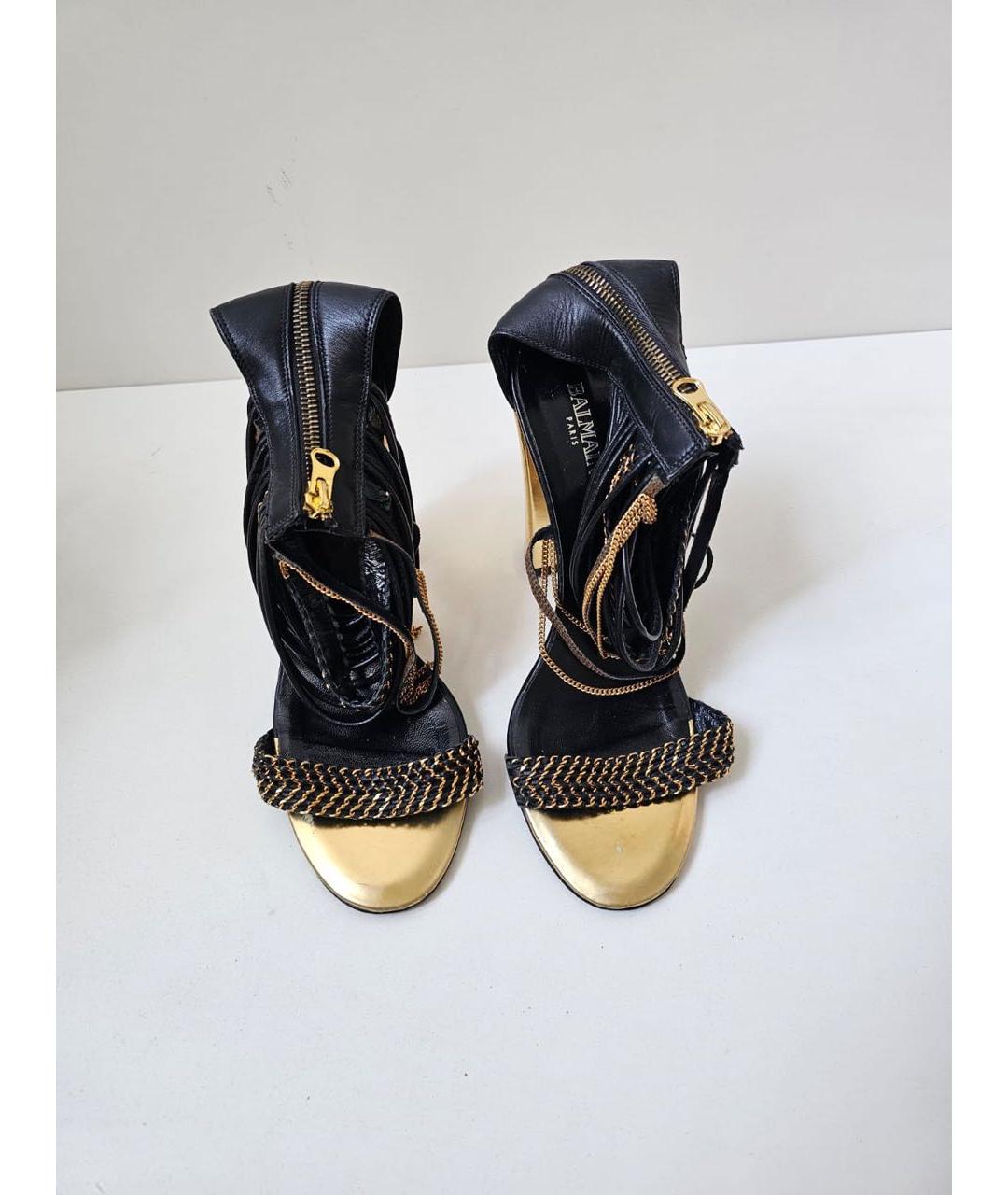 BALMAIN Черные кожаные босоножки, фото 3