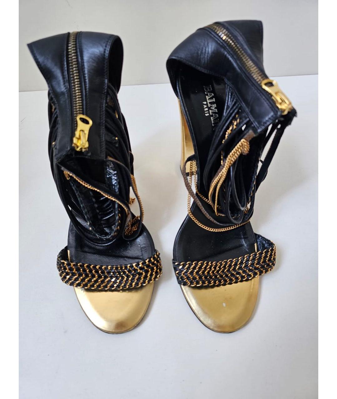 BALMAIN Черные кожаные босоножки, фото 4