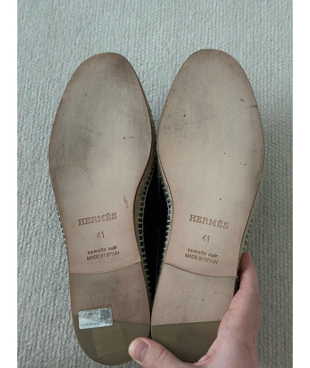 HERMES Черные кожаные лоферы, фото 3
