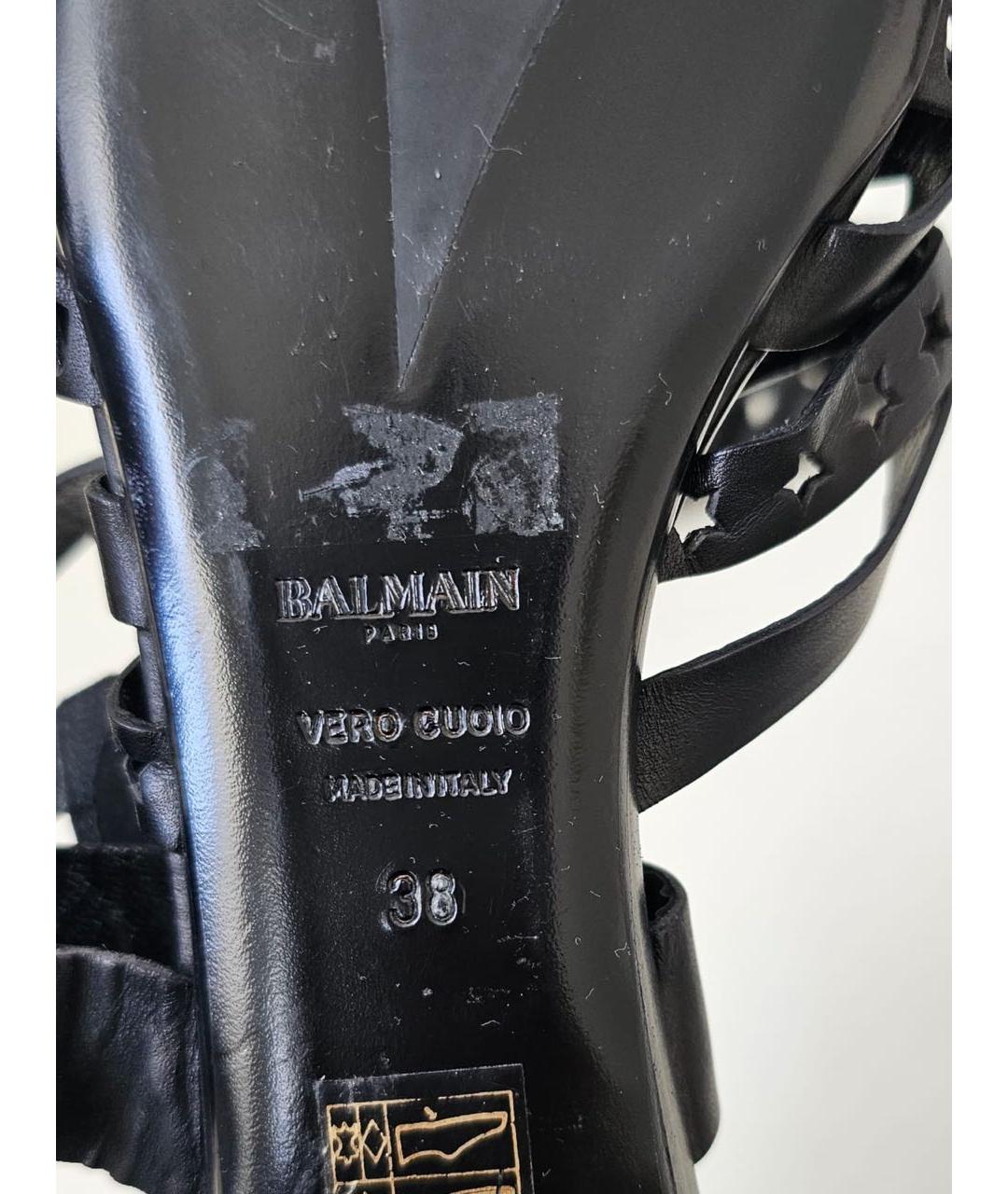 BALMAIN Черные кожаные сандалии, фото 5