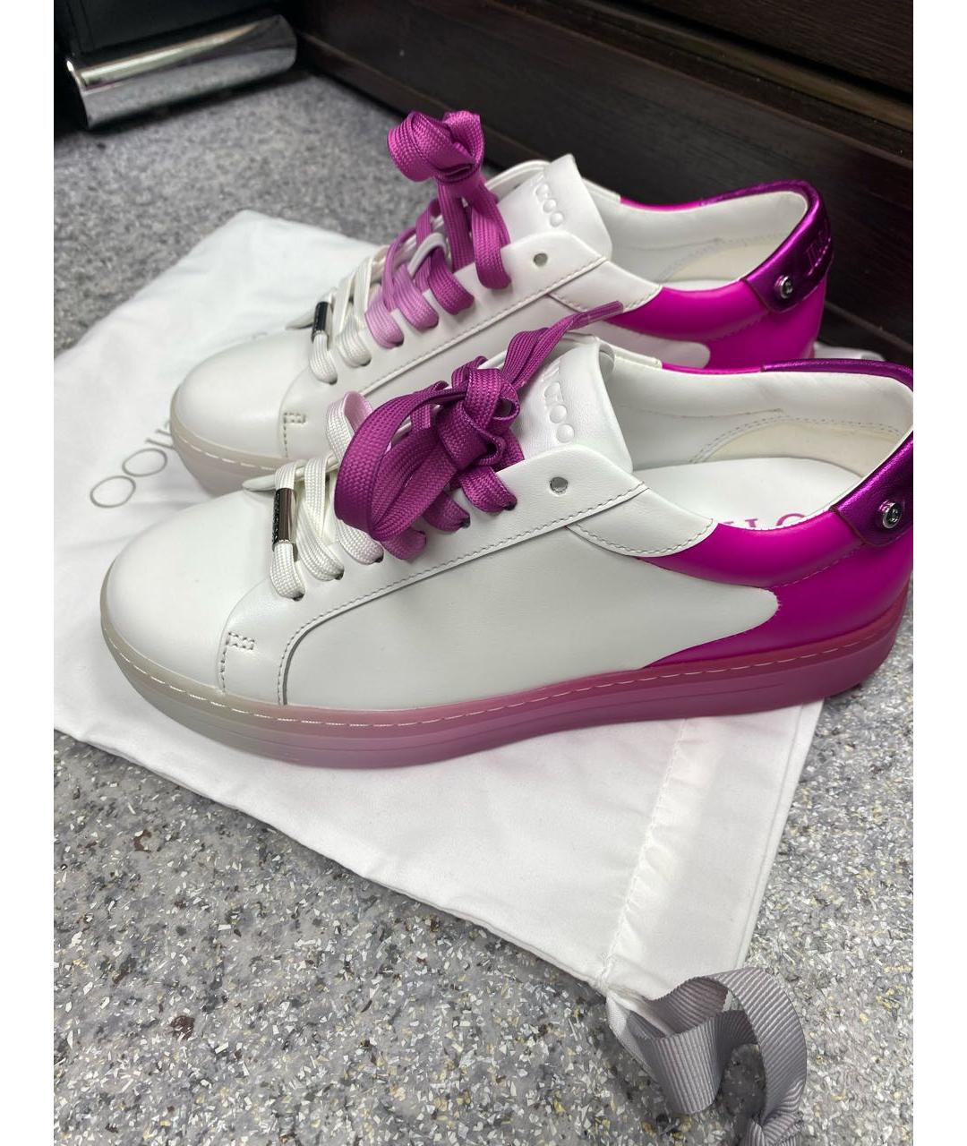 JIMMY CHOO Белые кожаные кроссовки, фото 4