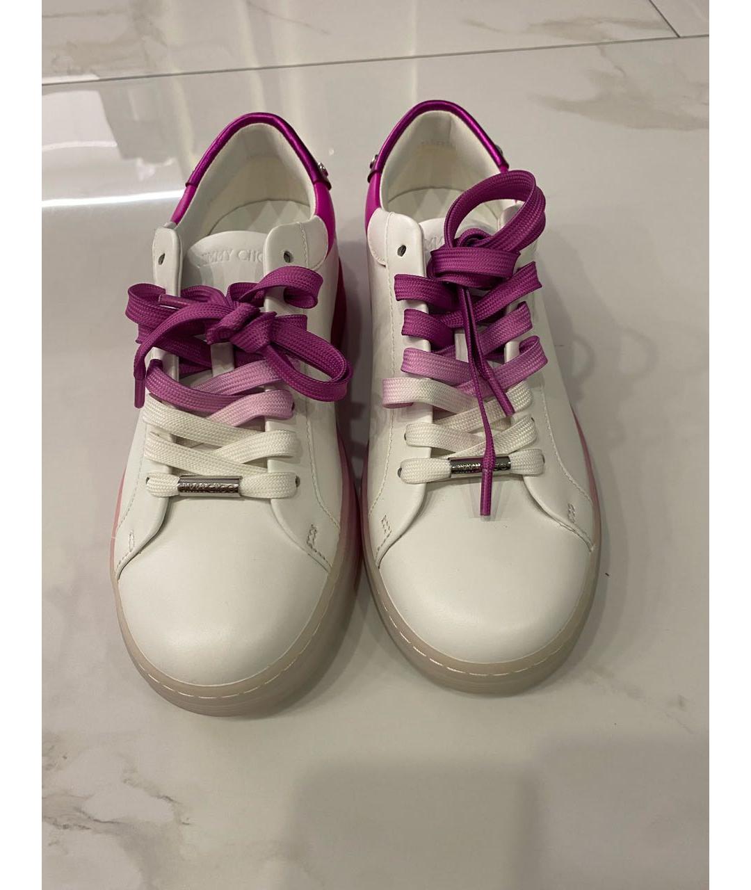 JIMMY CHOO Белые кожаные кроссовки, фото 2