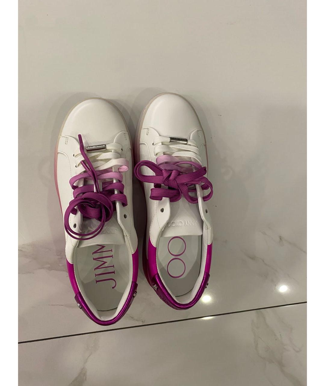 JIMMY CHOO Белые кожаные кроссовки, фото 3