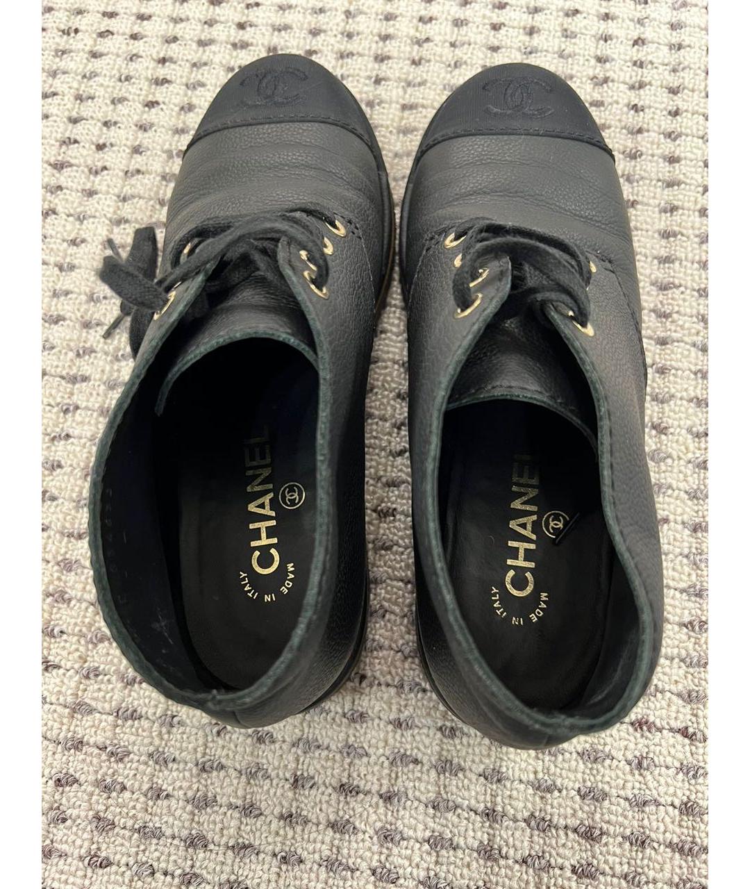 CHANEL Черные кожаные ботинки, фото 4