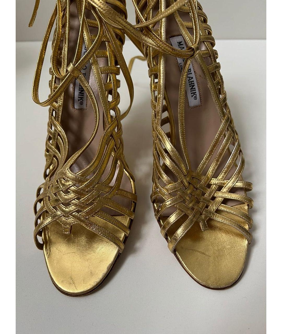 MANOLO BLAHNIK Золотые босоножки, фото 2