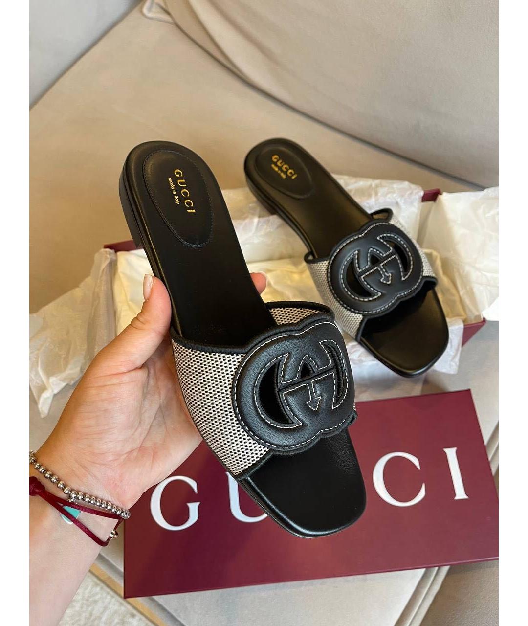 GUCCI Черные сандалии из лакированной кожи, фото 4