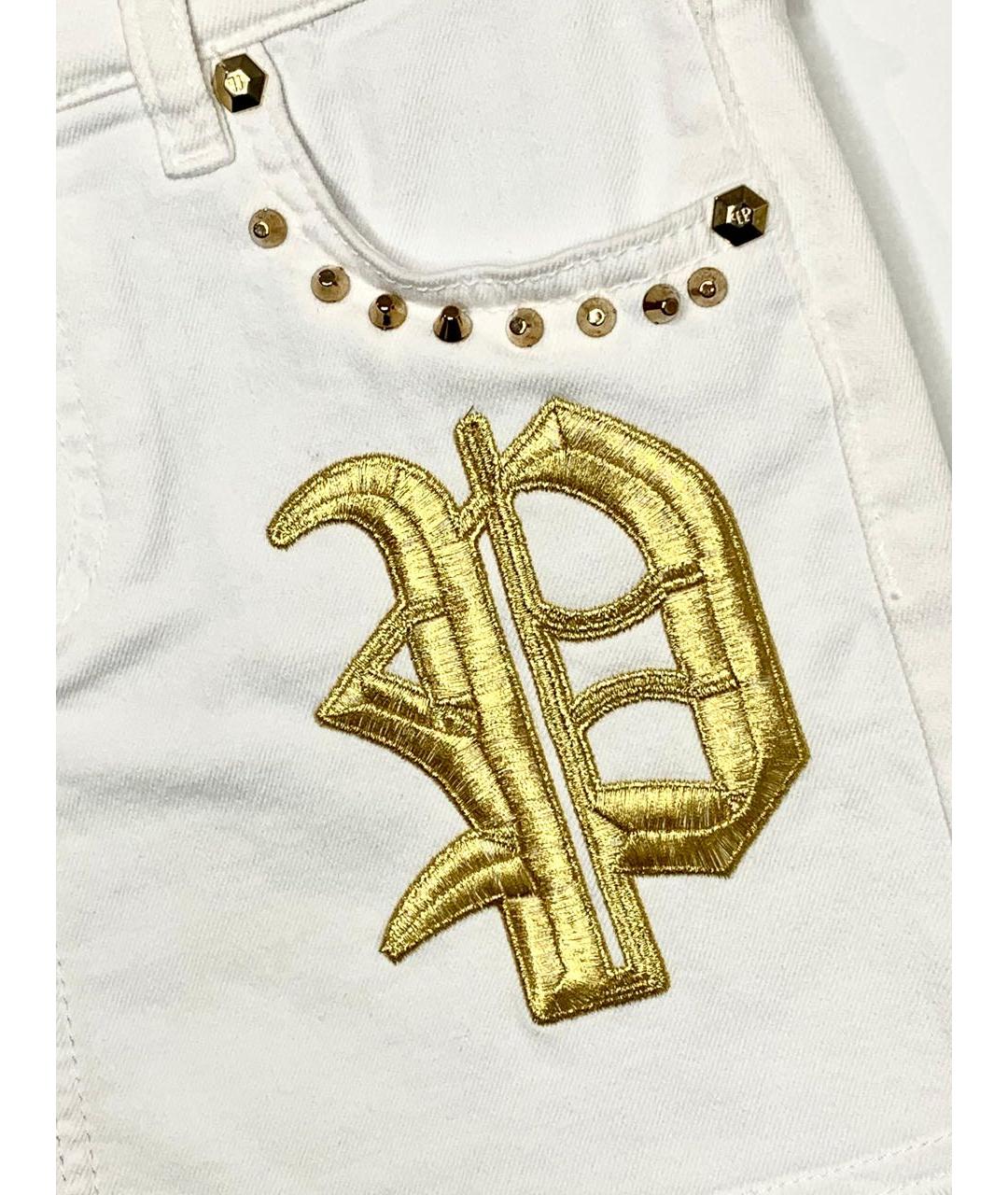 PHILIPP PLEIN Белая деним юбка, фото 2