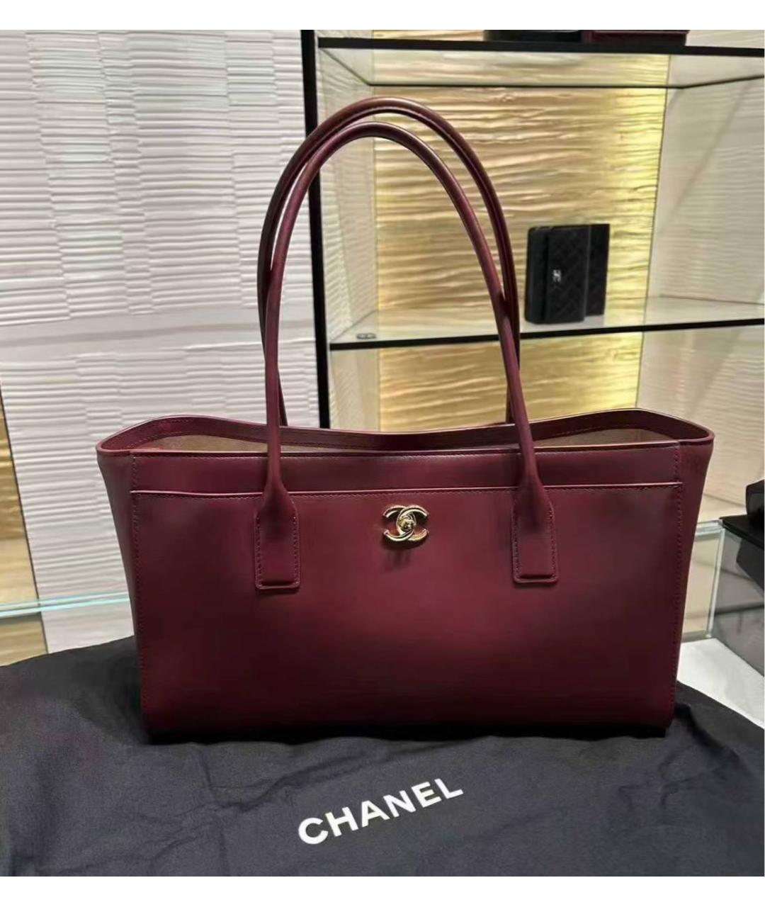 CHANEL Бордовая кожаная сумка тоут, фото 2