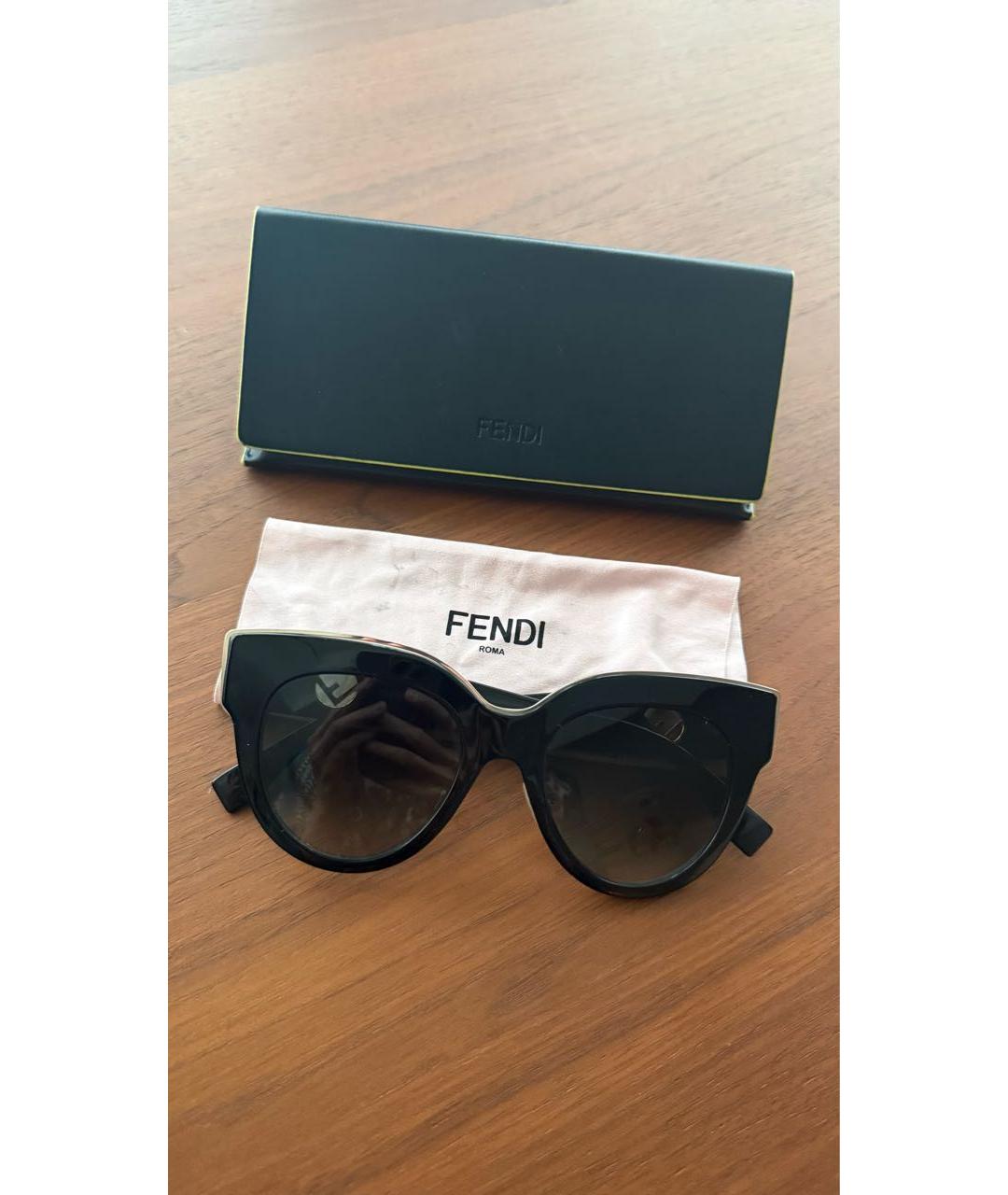FENDI Черные пластиковые солнцезащитные очки, фото 5