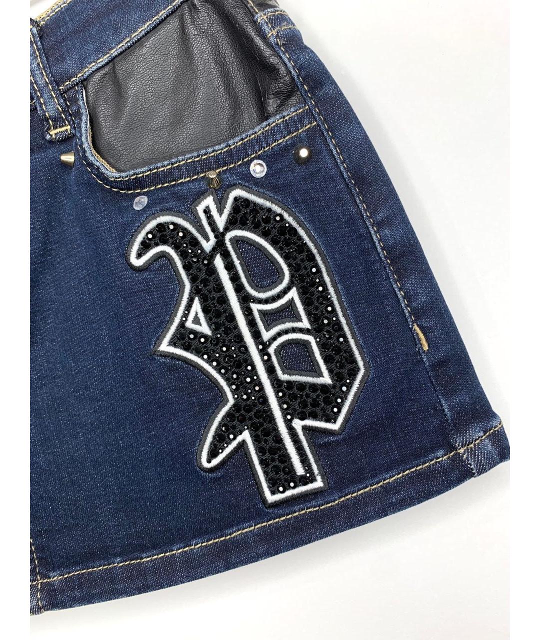 PHILIPP PLEIN Синяя деним юбка, фото 2