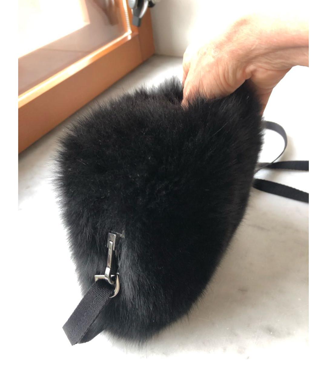 'S MAX MARA Черная меховая сумка через плечо, фото 2