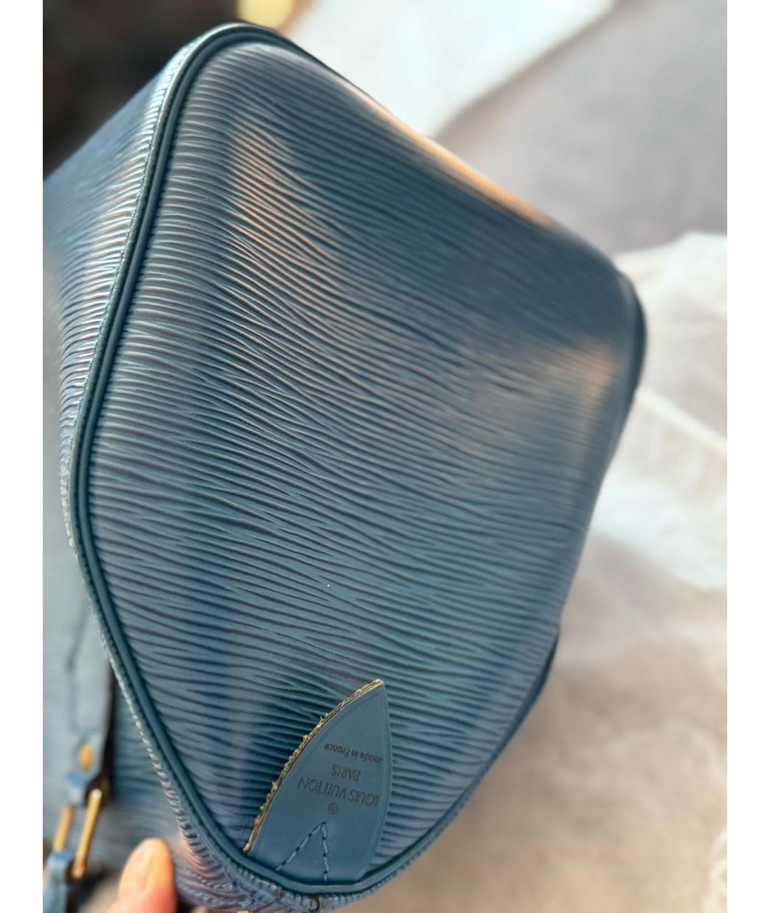 LOUIS VUITTON Синяя кожаная сумка с короткими ручками, фото 7