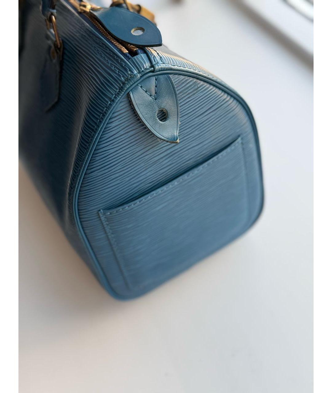 LOUIS VUITTON Синяя кожаная сумка с короткими ручками, фото 2