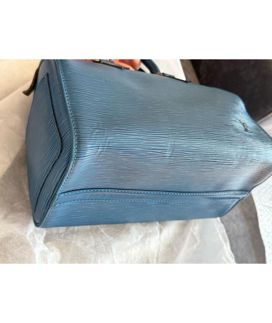 LOUIS VUITTON Синяя кожаная сумка с короткими ручками, фото 5