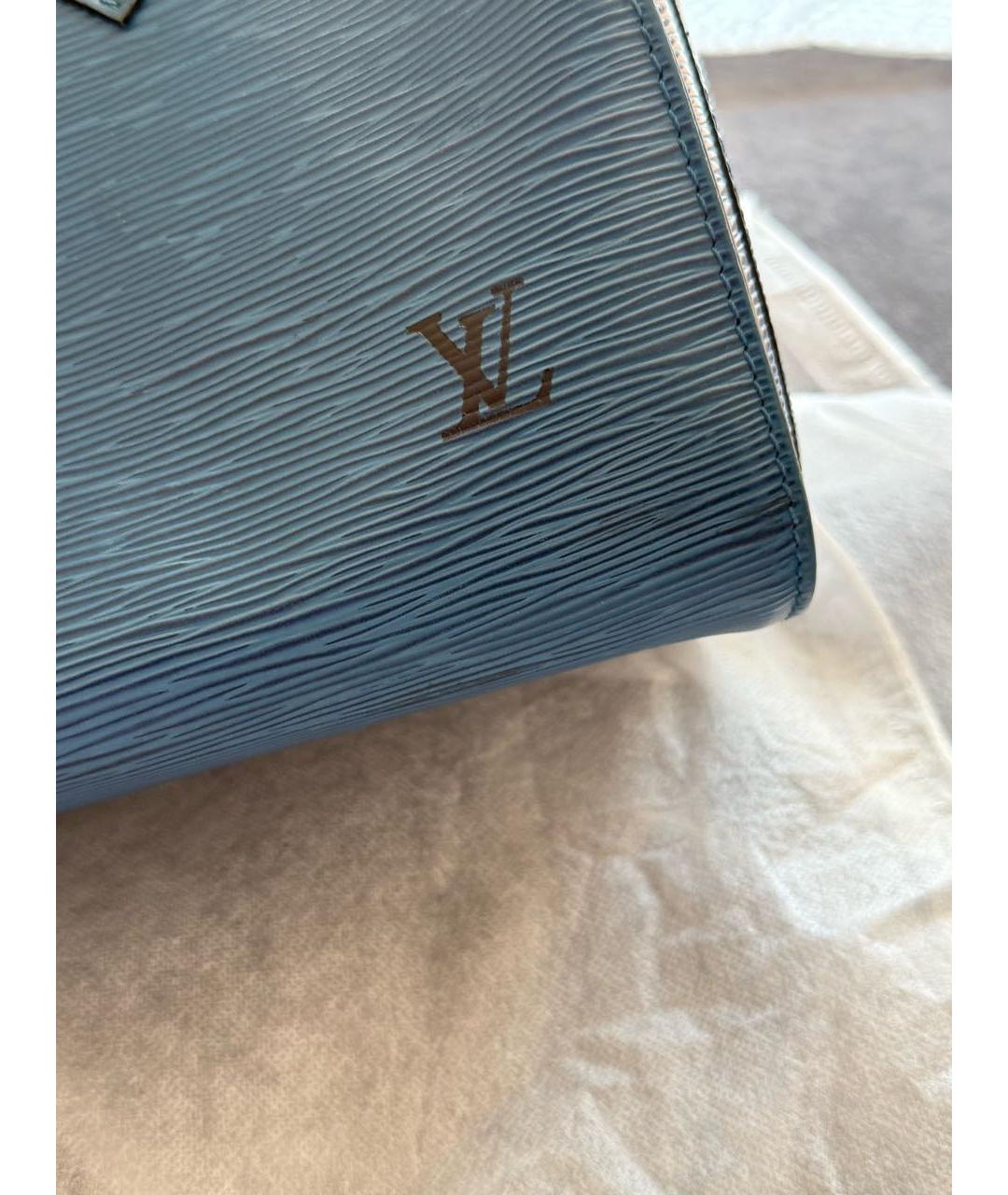 LOUIS VUITTON Синяя кожаная сумка с короткими ручками, фото 8