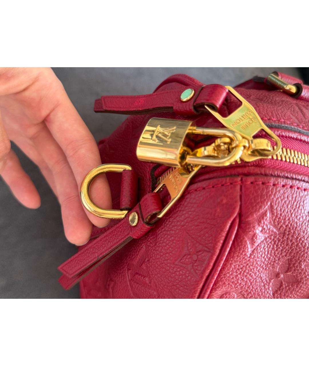 LOUIS VUITTON Красная кожаная сумка с короткими ручками, фото 6