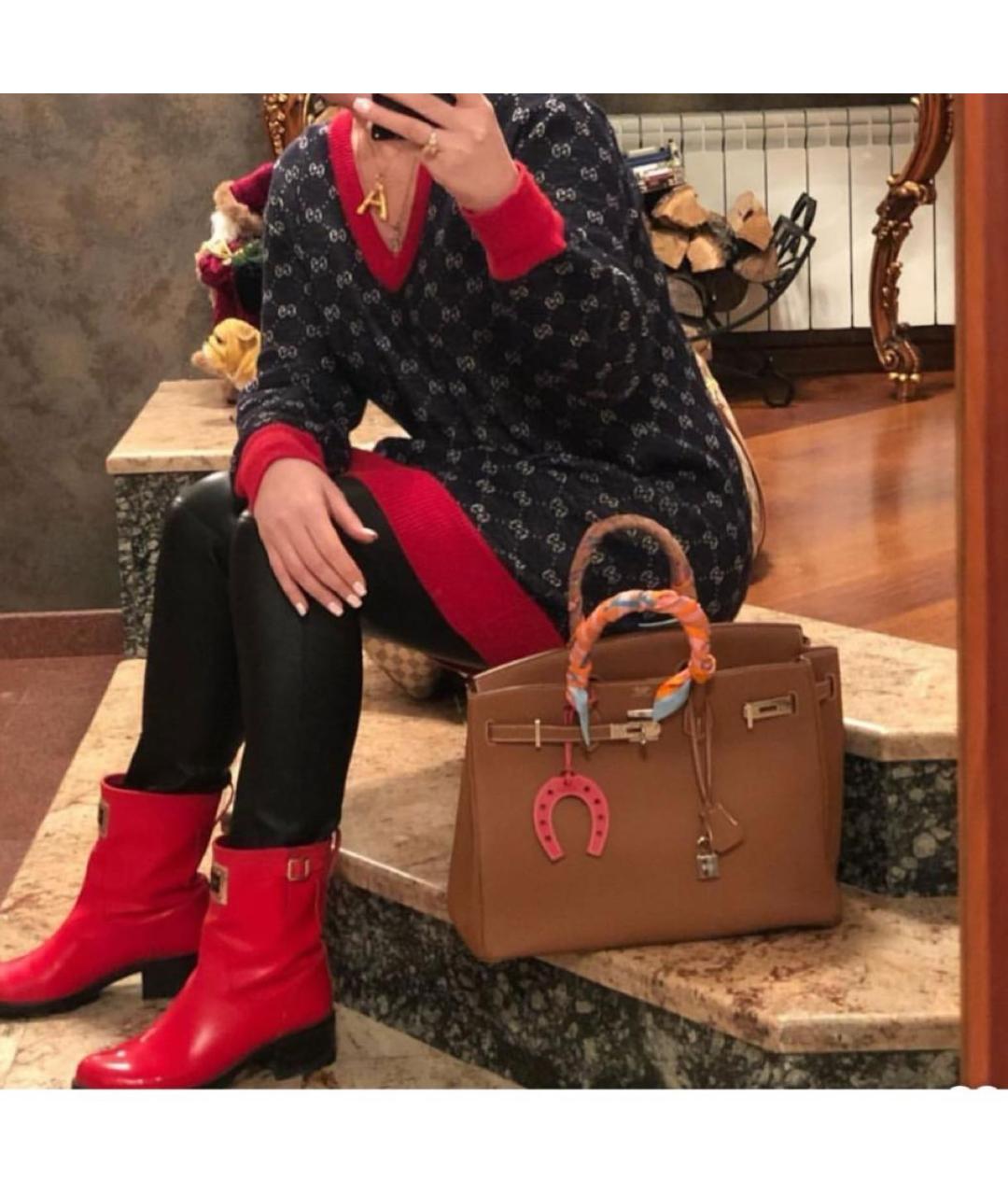 HERMES Бордовый брелок, фото 3