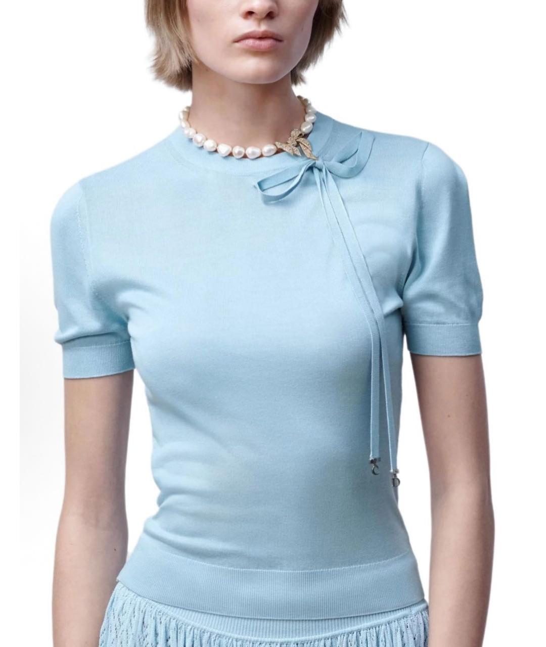 CHRISTIAN DIOR Голубой кашемировый джемпер / свитер, фото 2