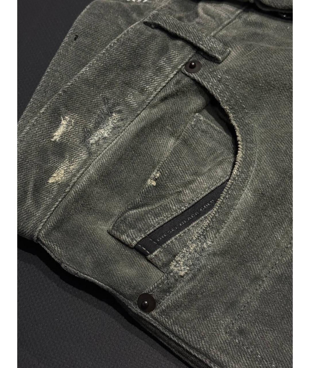 DIESEL BLACK GOLD Зеленые хлопковые джинсы скинни, фото 3