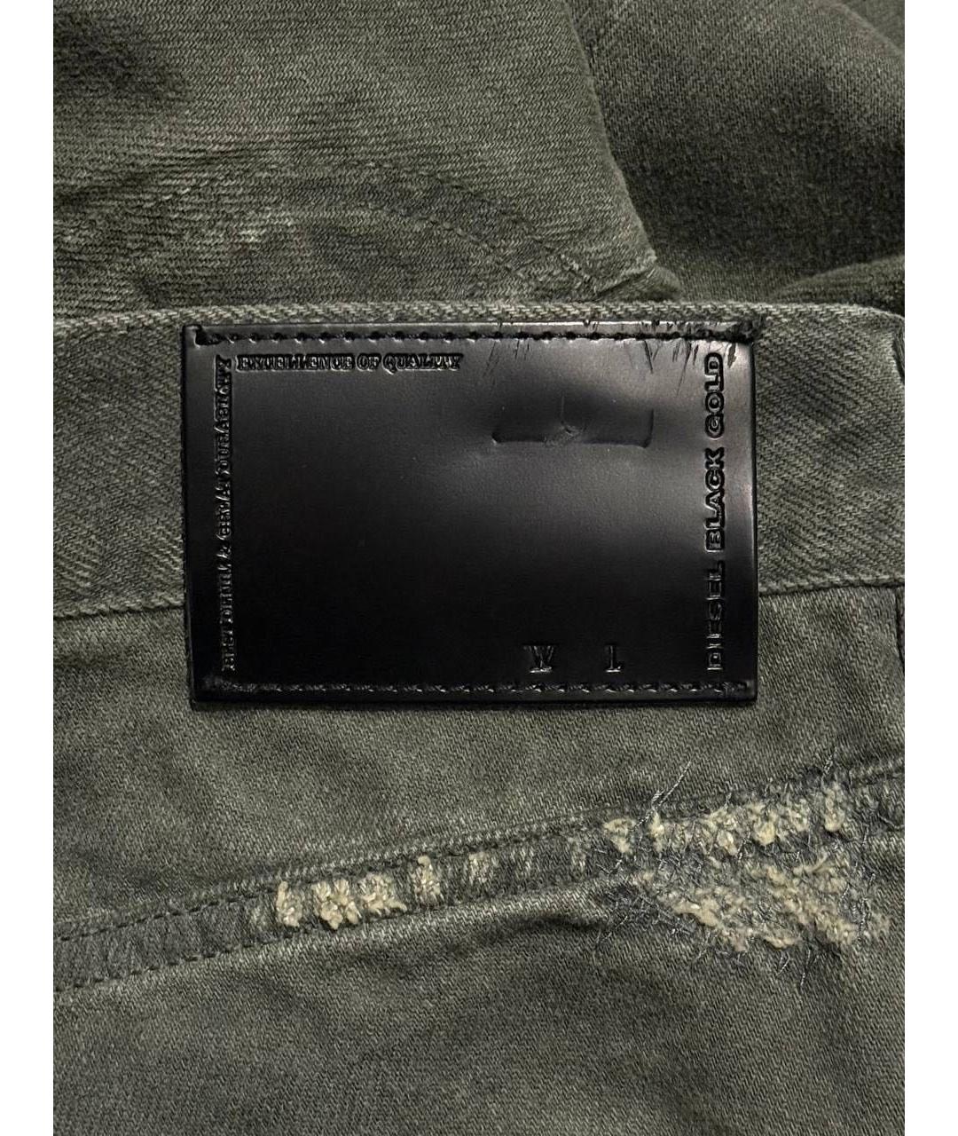 DIESEL BLACK GOLD Зеленые хлопковые джинсы скинни, фото 6