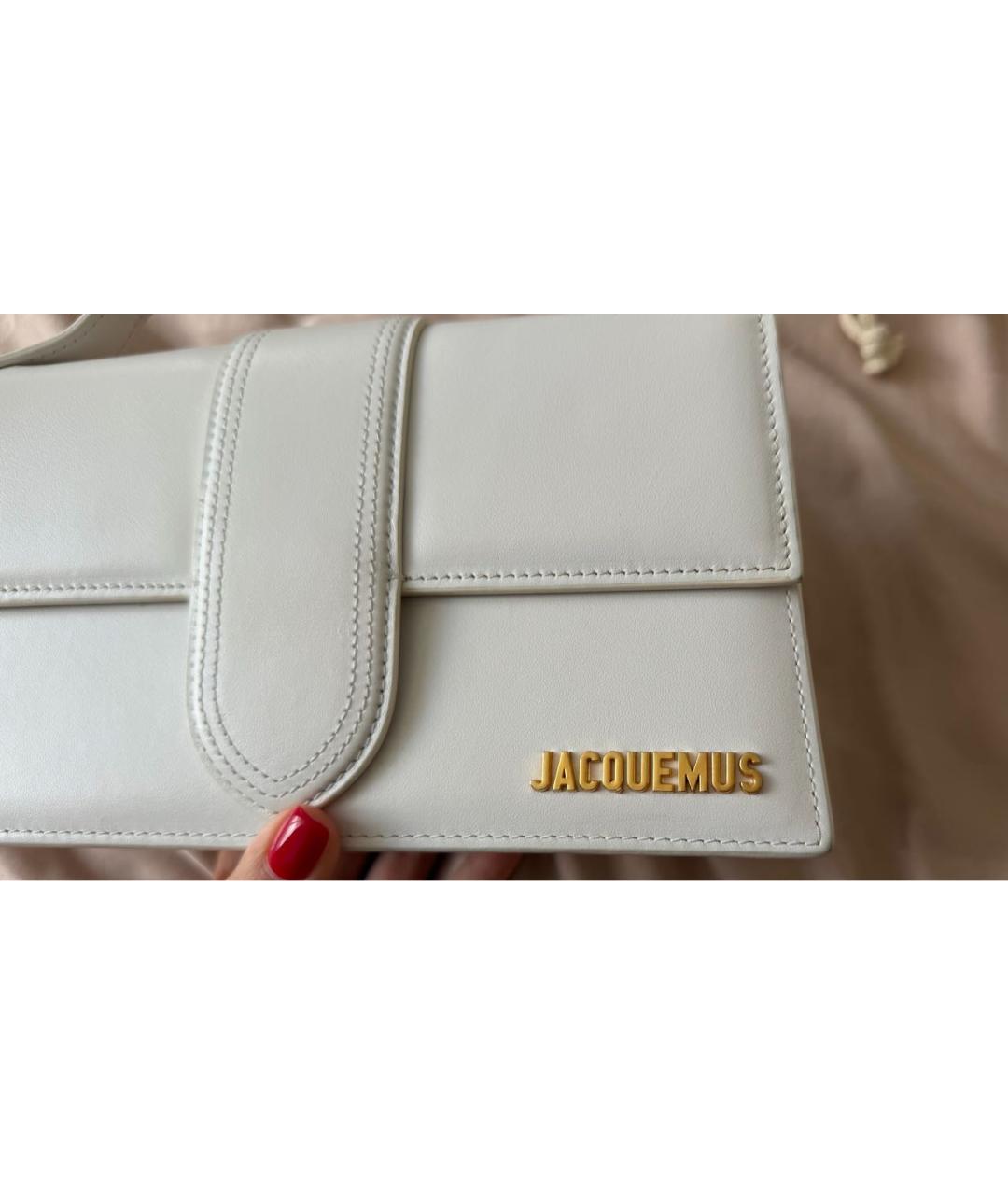 JACQUEMUS Белая кожаная сумка с короткими ручками, фото 5