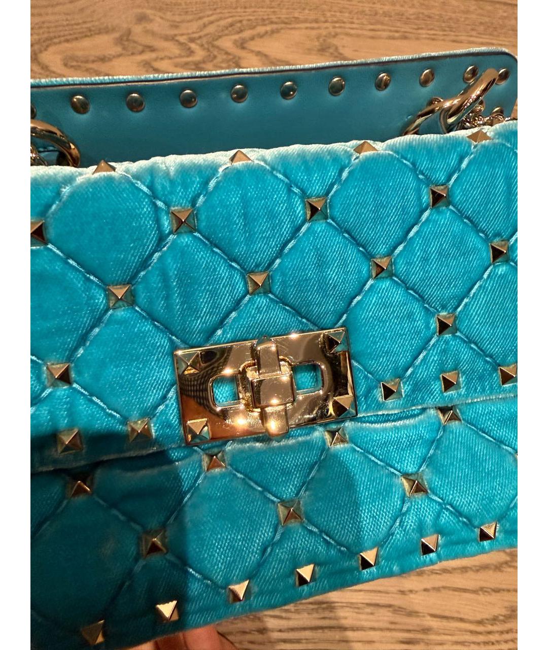 VALENTINO Бирюзовая бархатная сумка через плечо, фото 2
