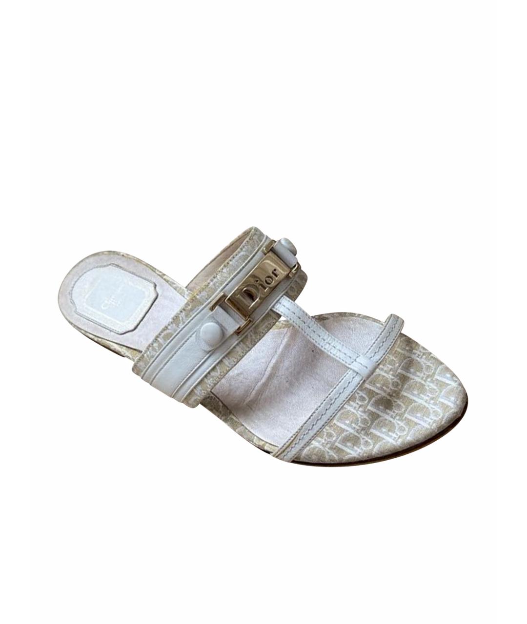 CHRISTIAN DIOR Белые текстильные сандалии, фото 1