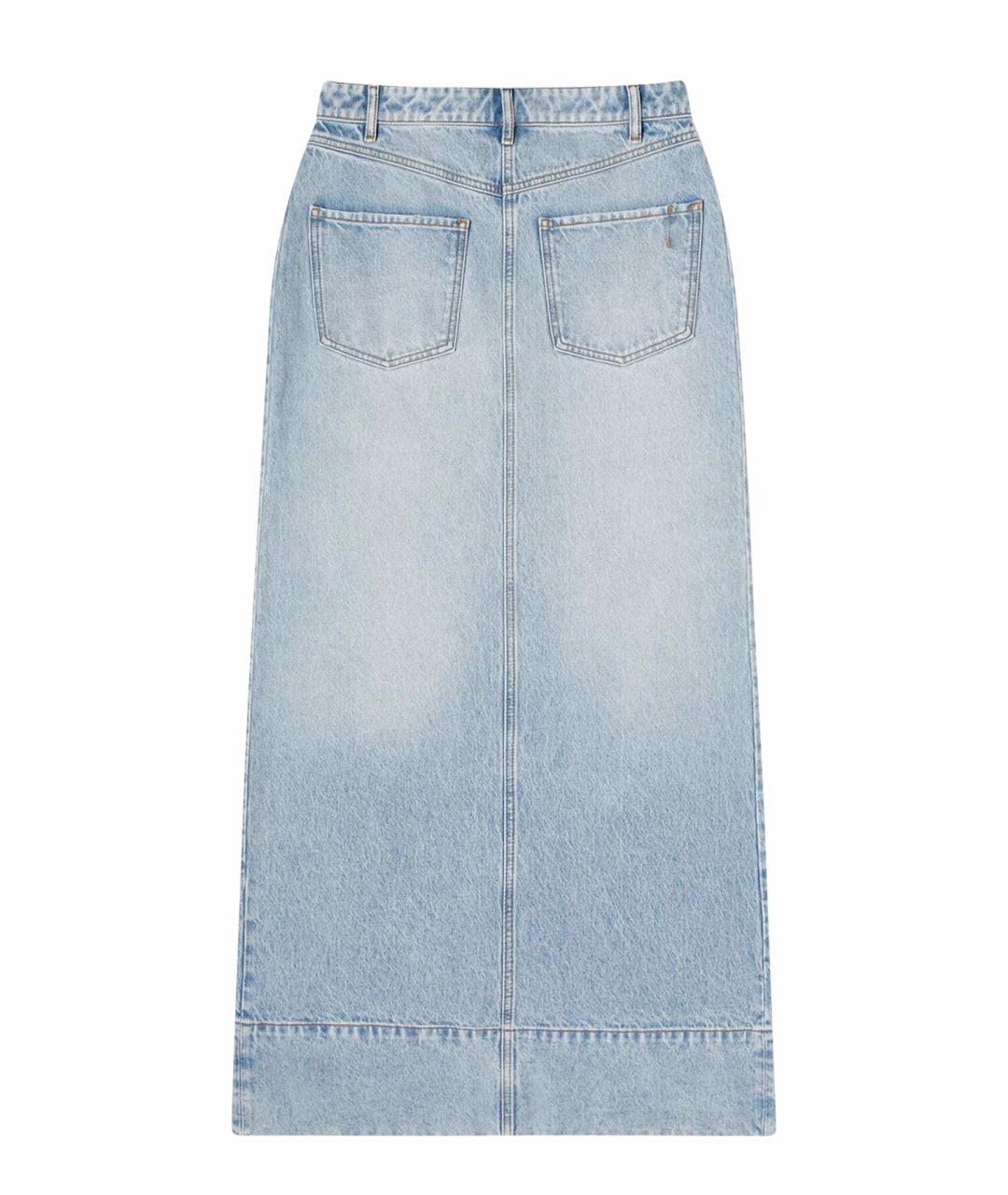 SPORTMAX Голубая деним юбка макси, фото 1