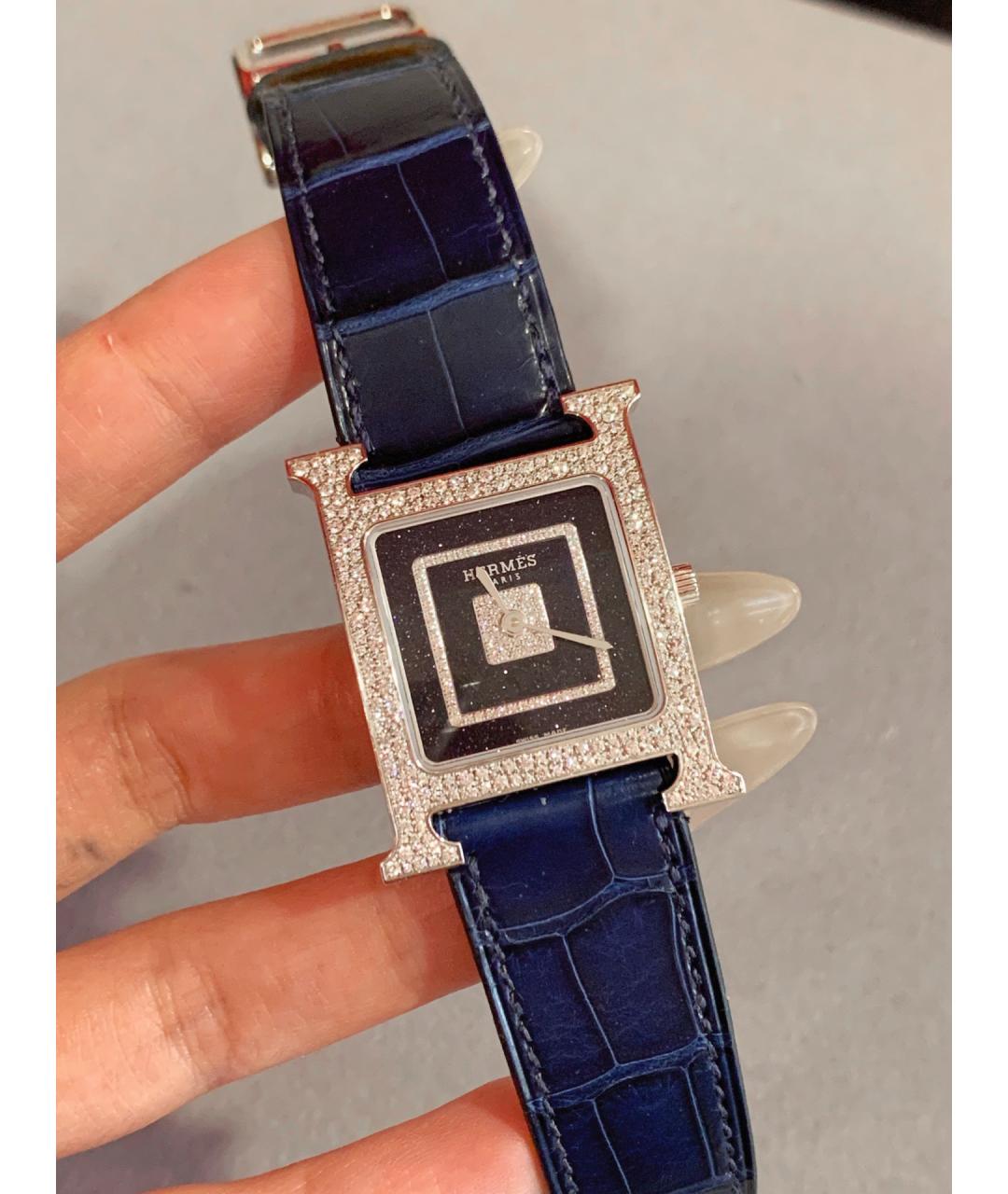 HERMES Темно-синие часы из белого золота, фото 7