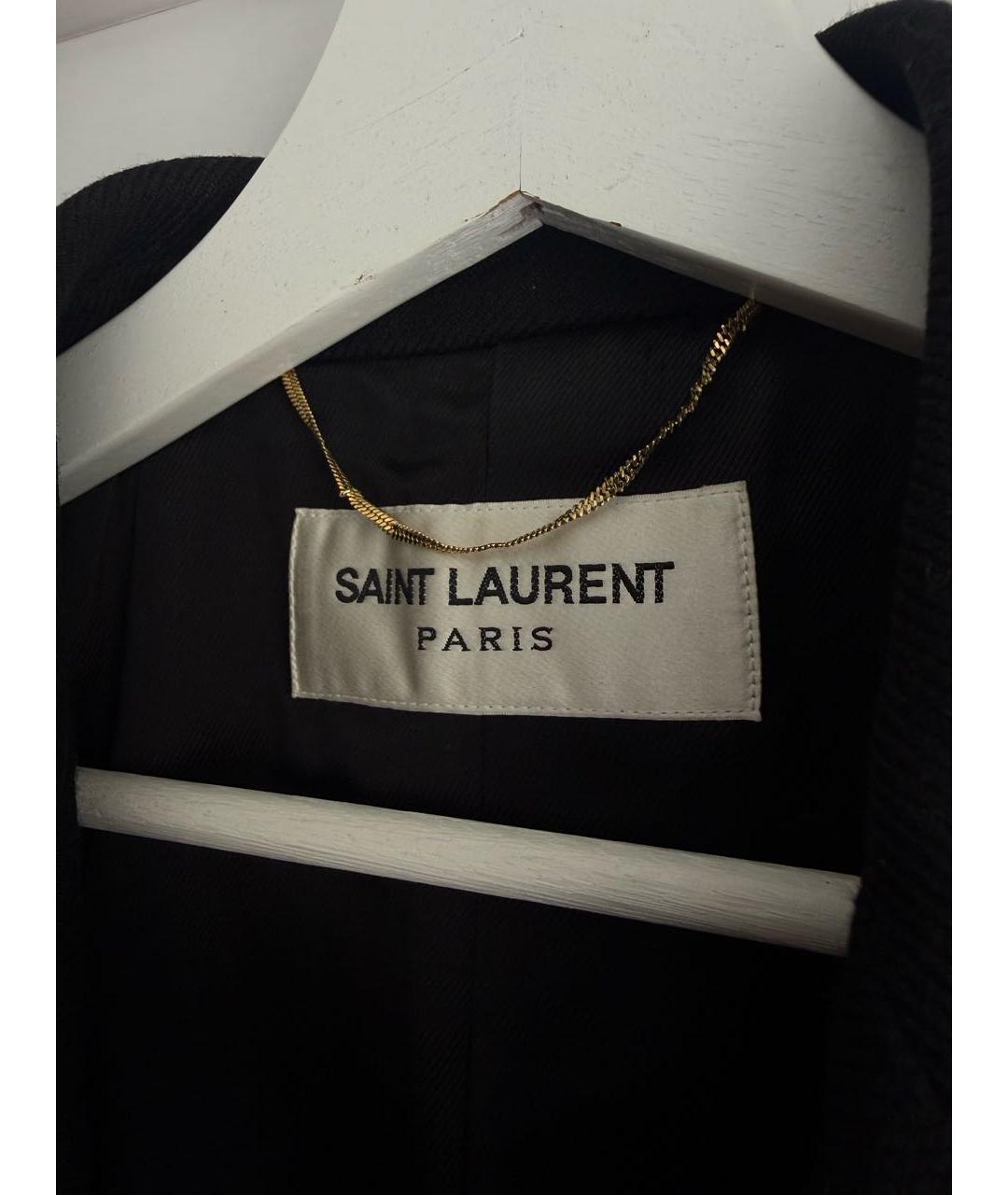 SAINT LAURENT Черное шерстяное пальто, фото 3