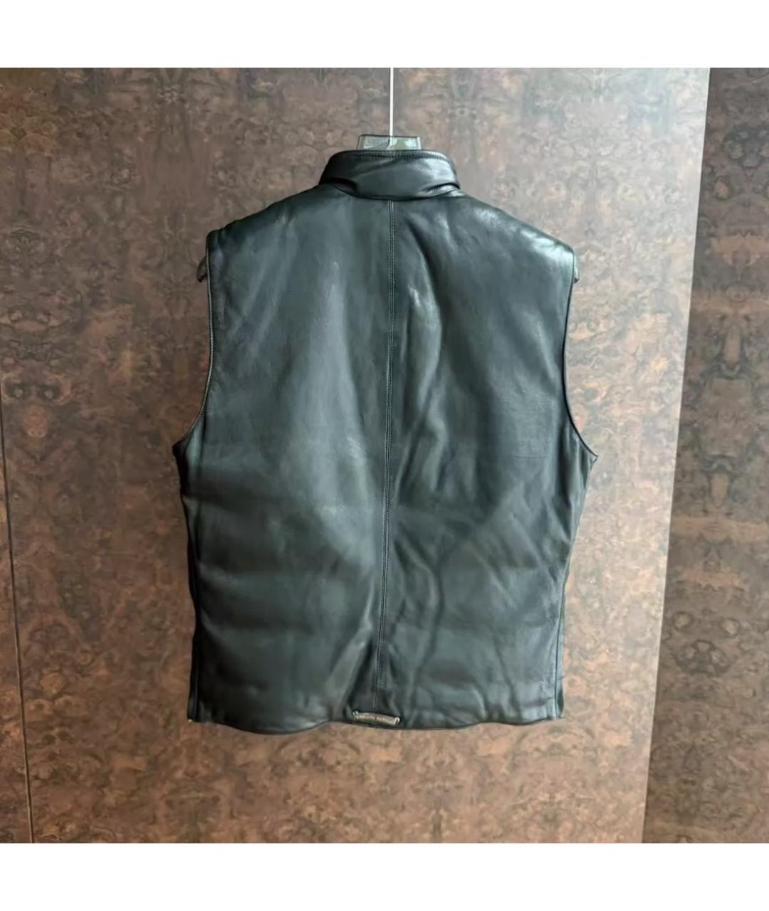 CHROME HEARTS Черный кожаный жилет, фото 2