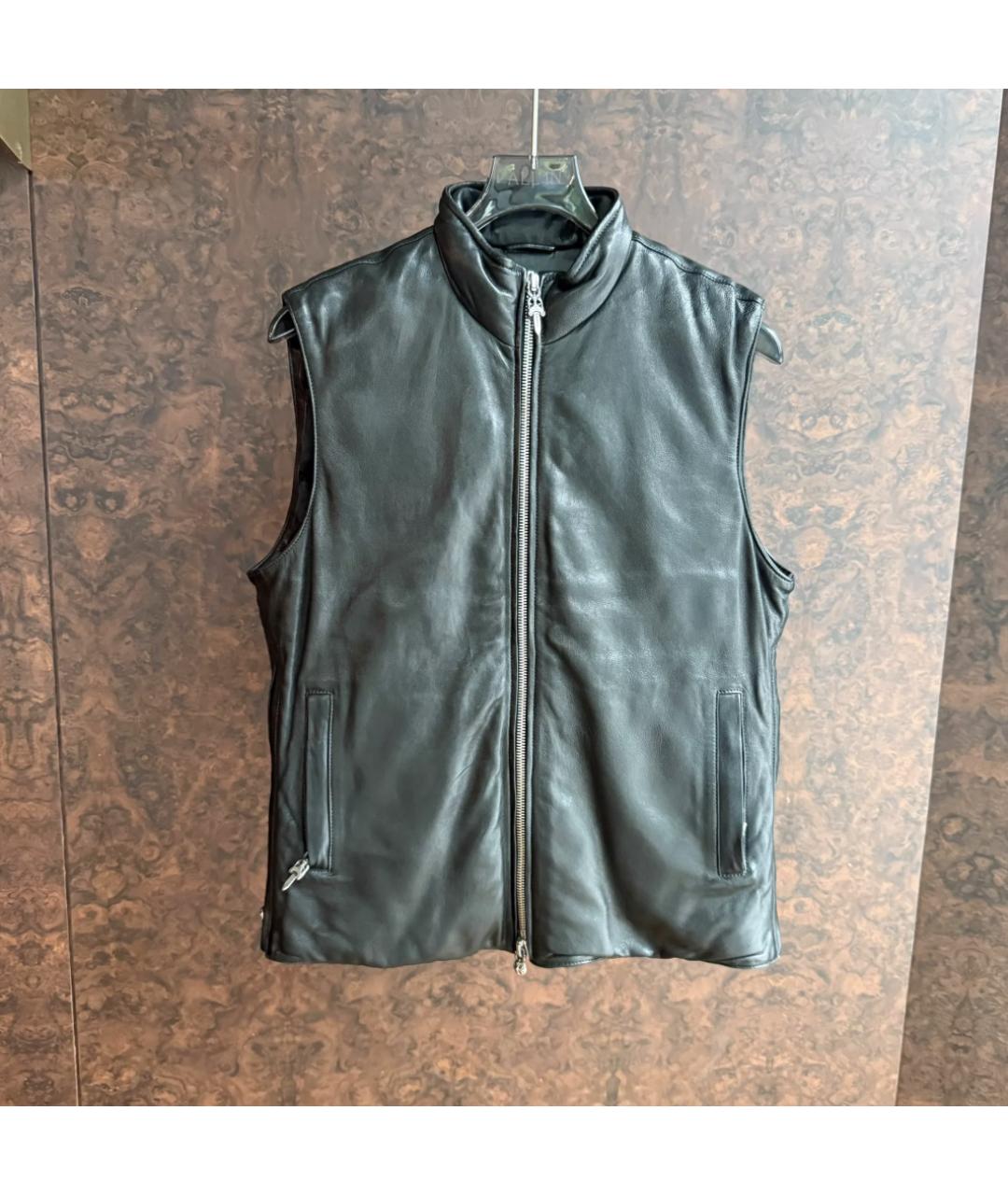 CHROME HEARTS Черный кожаный жилет, фото 3